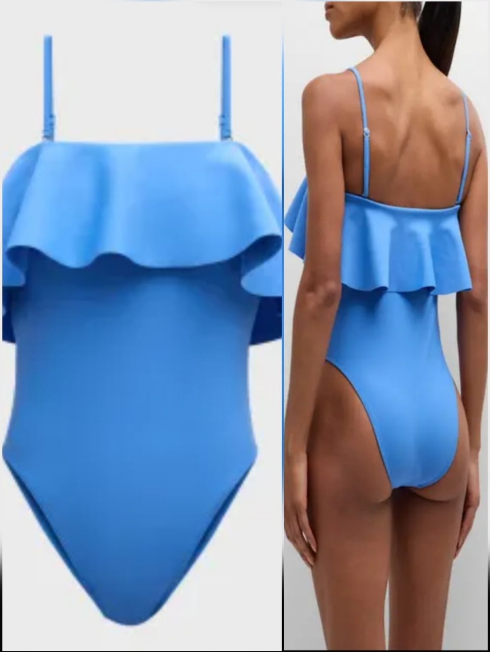 Ramy Brook Minna Serene Blue Ruffled One-Piece Bathing Suit